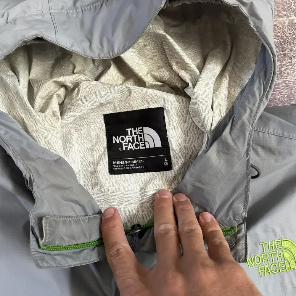 Men's The North Face Dryvent Gray Color Block Hooded Zip Rain Coat Jacket Sz L